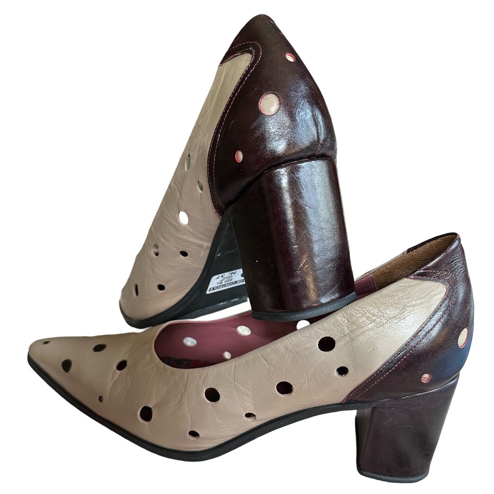 Elegant Two-Tone Leather Heels
